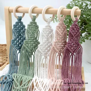 Kit <span class=keywords><strong>de</strong></span> <span class=keywords><strong>macramé</strong></span> le plus vendu, mini <span class=keywords><strong>suspension</strong></span> pour plantes, bricolage, crochet en cloche, filet creux, pompon, <span class=keywords><strong>pot</strong></span> suspendu, décoration intérieure, tutoriel - Product Image 3