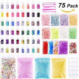 Kit de 75 pièces DIY : Perles en plastique colorées, outils en mousse et papier, breloques et accessoires pour slime, anti-stress, pour les 7-12 ans - Product Image 5