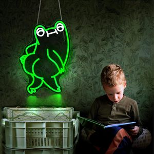 ป้ายไฟนีออนรูปกบตลก ไฟนีออน LED สำหรับตกแต่งผนัง ใช้พลังงานจาก USB โคมไฟห้องแมนเคฟ - Product Image 4