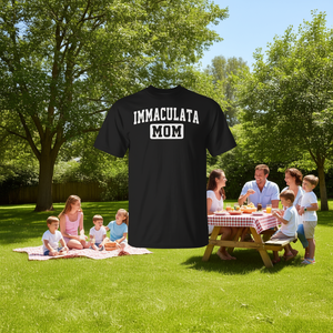 T-shirt Immaculata Mom da donna, nera, a maniche corte, girocollo, regalo per la famiglia - Product Image 3