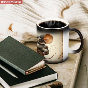 Frosted Black <b>Ceramic</b> <b>Mug</b> 11oz Heat Sensitive Drinking Cup Humanized Ergonomic Handle - Product Image 3