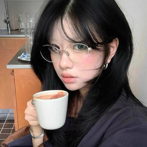 Lunettes Demi-Cerclées en Alliage de Titane Danyang pour Femmes, Protection Lumière Bleue, Monture Ronde, Verres Optiques en Plastique - Product Image 5