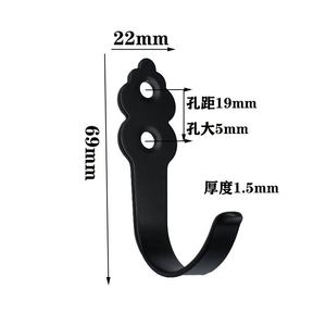 Minimalist Black Iron Wall <b>Hook</b> 40mm Length 16mm Width 5mm Hole Durable Coat <b>Hook</b> For Bathroom <b>Kitchen</b> Use - Product Image 3