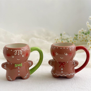 Gốm Gingerbread người đàn ông giáng sinh cốc cà phê xử lý lò vi sóng máy rửa chén an toàn dễ thương phim hoạt hình thẩm mỹ cốc cho phụ nữ cô gái tuổi teen - Product Image 4