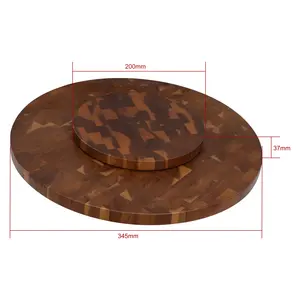 Table Food Display End Grain Wood Round Rotating Serving Tray Party Tray Dessert Platter Lazy Susan