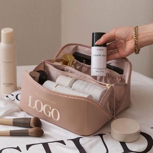 Nouvelle Trousse de Toilette et Maquillage de Luxe en Cuir Véritable Beige Grande Capacité pour Femme - Product Image 3