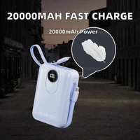 Batteries externes portables d'extérieur 20000 mAh avec câble intégré, charge rapide 22,5 W, station d'alimentation mobile pour iPhone Duo