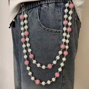 Luxus Disco Ball Perlen Jeans Kette Anhänger Tasche Hosen Taschen gürtel Ketten Mode Hip Hop Ton Strass Perlen Brieftasche Kette - Product Image 1