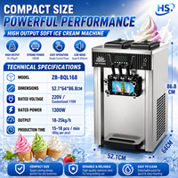 Machine à glace molle automatique commerciale à 3 saveurs, de table, avec corps en acier inoxydable