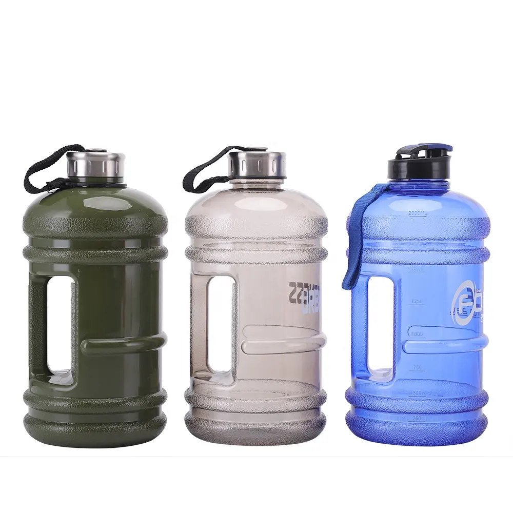 Bouteille d'eau en acier inoxydable 2,2 l, style sportif, Petg, sans Bpa, demi-tasse, pour boisson, cloche