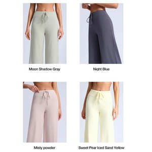 กางเกงโยคะผู้หญิง YIYI เนื้อผ้ายืดหยุ่นสูง สวมใส่สบาย ระบายอากาศดี; กางเกงเอวสูง<span class=keywords><strong>ทรง</strong></span>หลวมแบบสบายๆ มีเชือกผูก เอวสูง ให้ความรู้สึกนุ่มดุจเนย สำหรับผู้หญิง - Product Image 6