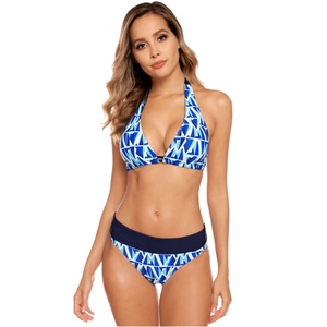 ชุดบิกินี่เซ็กซี่แบบไมโครสำหรับผู้หญิง 2 ชิ้น ผ้าสแปนเด็กซ์/ไนลอน ชุดว่ายน้ำแบบดันทรง มีโลโก้ด้านหน้า สำหรับวัยรุ่น - Product Image 1