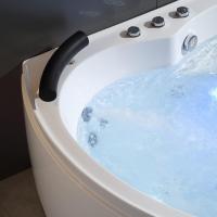 Baignoire d'angle autoportante moderne en acrylique de 1,5 m pour 2 personnes, avec jets dorsaux, pour relaxation et massage, idéale pour villas et hôtels