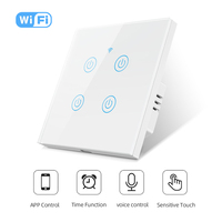 Vente en gros UK Tuya Zigbee Wifi Smart Switch Avec 1/2/3/4 Gang Panneau de verre pour la maison Applique murale Interrupteur tactile Noir Blanc Gris Or