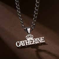 Collar con Nombre Personalizado de Acero Inoxidable, Colgante con Placa de Identificación, Corona Personalizada de HipHop Europeo y Americano, para Hombre y Mujer