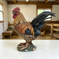 Dekorative Hahnenfigur aus Kunstharz, handbemalt im realistischen Stil, perfekte Geflügel-Dekoration, Hahn-Deko