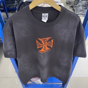 T-shirt da uomo West Coast Choppers in cotone organico 100% traspirante, lavaggio vintage, stampa a croce, effetto distressed, oversize, manica corta - Product Image 3