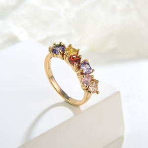 Bague pour femme tendance en gros, fiançailles, mariage, dernières créations avec zircon, <span class=keywords><strong>bijoux</strong></span> en cuivre, laminado 14k tricolore - Product Image 1