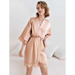 SIORO - Kimono corto de seda para mujer con ribete de encaje para bodas, fiestas y damas de honor - Product Image 5