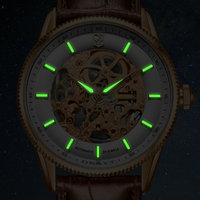 Montre automatique pour homme en acier inoxydable, design personnalisé, haut de gamme, luxe, cuir véritable, mécanique.