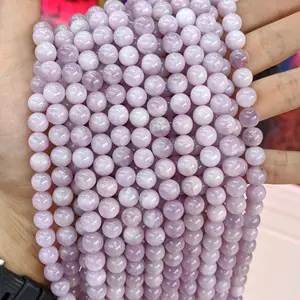 Natural 6MM 8MM 10MM 3A Amethyst Kunzite Angelite Syringa Loose Beads Gemstone Healing Crystal Round Beads For Jewelry Making