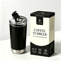 Gobelet à café isotherme à double paroi en acier inoxydable 304 de 16 oz avec couvercle rabattable, sans BPA, logo personnalisé, couleur OEM ODM