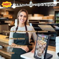 Support d'écran de menu numérique LCD Android de 13.3 pouces support de barre en forme de L pour ascenseur de centre commercial de publicité de dessus de table de restaurant