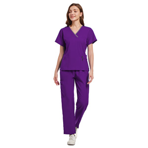 Women Two Piece Scrub Suit Short Sleeve Moisture Wicking Medical Uniform For Dental Clinic Hospital Staff Split Set - Product Image 5