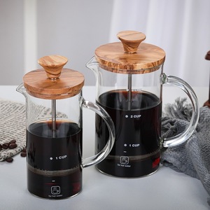 Cafetière à piston manuelle en verre de luxe 400 ml 800 ml avec couvercle en bambou et <span class=keywords><strong>filtre</strong></span> en acier inoxydable 304 pour le bureau et la maison - Product Image 3