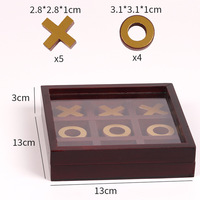 Jeu de société en bois KidsXOTicTacToe à trois rangées, jouet éducatif précoce, puzzle interactif parent-enfant, jeu de table estampé à la feuille d'or