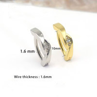Cincin Pusar Titanium G23 14G Zirkon Ortodoks Model Klik untuk Wanita, Anak Perempuan, dan Anak-anak, Perhiasan Pusar Model Engsel Terbalik untuk Pernikahan