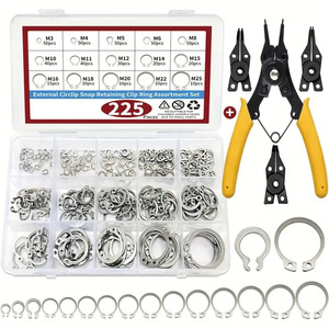 External Circlip Snap Retaining Clip Ring Assortment Set 225pcs M3 M4 M5 M6 M8 M10 M11 M12 M14 M15 M16 M18 M20 M22 M25 304 - Product Image 2