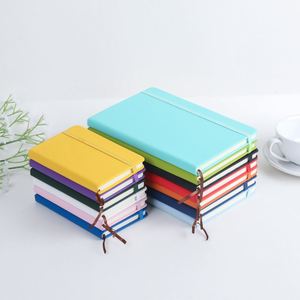 Carnet de notes A5/A6 en cuir PU coloré, couverture rigide, personnalisable avec logo, durable, reliure cousue, élastique, pour bureau et école - Product Image 1
