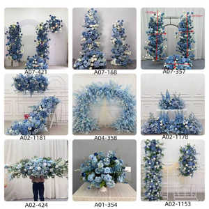 Camino de Mesa Azul Rosa Liso, Centro de Mesa, Arreglo Floral, Hilera de Flores de Seda para Decoración de Eventos - Product Image 3
