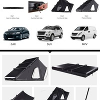 Tente de camping triangulaire à toit rigide en alliage d'aluminium, automatique, pour SUV, imperméable, coupe-vent, 3000 mm, tente de voiture