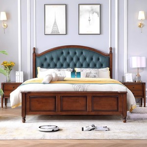 <span class=keywords><strong>Lit</strong></span> double en <span class=keywords><strong>bois</strong></span> de style rustique européen, meubles de chambre à coucher, <span class=keywords><strong>lit</strong></span> plateforme en <span class=keywords><strong>bois</strong></span> de chêne massif - Product Image 2