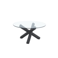 Table en verre de style simple et moderne, support en métal avec dessus transparent, table créative de luxe légère pour le salon