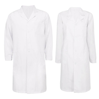 Pamuklu Med Laboratuvar Önlüğü Özel Logo Baskılı Tıbbi Forma Yumuşak Nefes Alabilen Dokuma Kumaş Unisex Doktor Beyaz Önlüğü İğne Tespit Cihazı