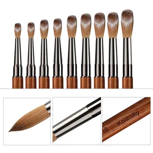 Kolinsky Sable Acrylic Nail Art <b>Brush</b> Nail Extension UV Nail Gel Carving Pen <b>Brush</b> Flat <b>Round</b> Red Wood Acrylic <b>Brush</b> - Product Image 5