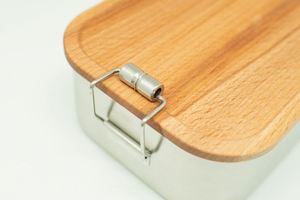 Bento <b>Lunch</b> Box for Adults / Children Stainless Steel <b>Lunch</b> Box and <b>Lunch</b> Box 800 Ml/1200 ml Metal Box with Wooden Lid B - Product Image 4