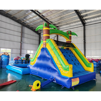 Toboggan aquatique gonflable tropical commercial avec piscine à jets d'eau amovible, toboggan rebondissant en PVC pour enfants, idéal pour la location lors de fêtes en extérieur