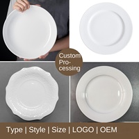 Assiette plate en porcelaine blanche pure personnalisée, résistante au micro-ondes, style moderne minimaliste, pour steak, dessert, gâteau, restaurant