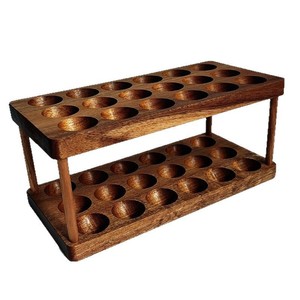 Solid Wood Egg Storage Rack Double Layer <b>Kitchen</b> Countertop Freshness Preservation Minimalist Design - Product Image 5