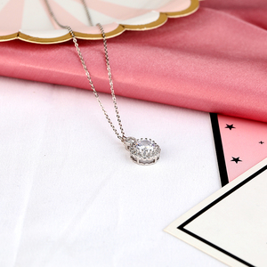 Collier pendentif rond en argent sterling 925 avec <span class=keywords><strong>halo</strong></span> de zircon cubique pour femme, cadeau de bijoux, anniversaire, Saint-Valentin - Product Image 5