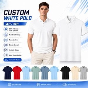 Polo de golf respirant à manches courtes pour homme en denim premium, avec logo frontal uni, coupe ajustée, teint uni, vêtement d'uniforme, OEM ODM, vente en gros - Product Image 1