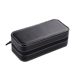 2 4 8 Slots Velvet Lining Black PU Leather <b>Watch</b> Travel Zipper Storage <b>Watch</b> <b>Case</b> - Product Image 4