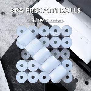 Rouleau de papier thermique monocouche 57 mm sans BPA pour caisse enregistreuse ATM Siemens, certifié EUDR, vente en gros - Product Image 2