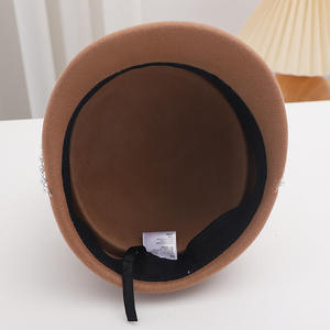 Chapeau d'équitation en laine J23, fedora en feutre, béret britannique pour femmes, automne-hiver, double bord, casquette de chevalier - Product Image 4