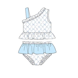 <span class=keywords><strong>Costume</strong></span> <span class=keywords><strong>da</strong></span> Bagno Estivo per Bambina Due Pezzi con Fiocco e Stampa, Vendita Calda - Product Image 2