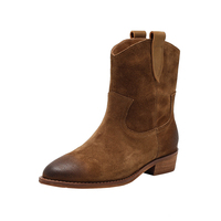 Bottines Chelsea mi-mollet en daim à lacets pour femmes, confortables et respirantes, automne